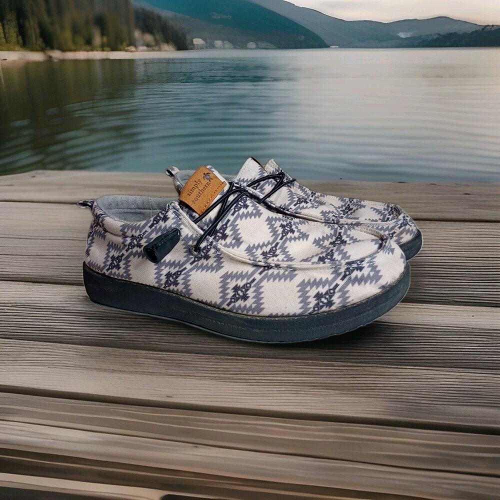 Aztec Southwestern Simply Southern Canvas Slip on Shoes Size 8